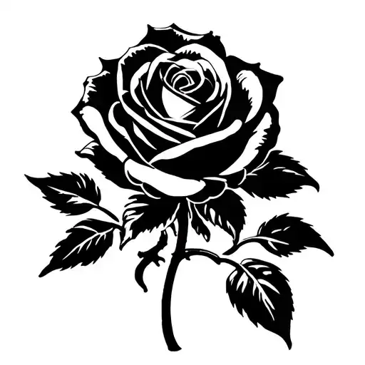 /Minimalist rose tattoo stencil, bold black ink, clean sharp lines, high contrast, single continuous lines, no shading,  tattoo design idea
