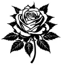 /Minimalist rose tattoo stencil, bold black ink, clean sharp lines, high contrast, single continuous lines, no shading,  tattoo design idea