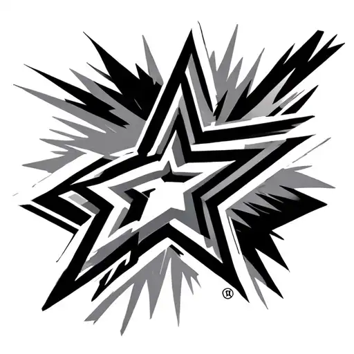 dallas stars logo in patchwork tattoo design idea