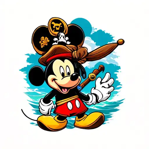 pirates of the caribbean and mickey mouse tattoo design idea