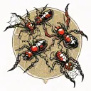 black widow spiders with webs tattoo design idea