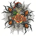 black widow spiders with webs tattoo design idea