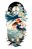 peace and lightining storm and time and nature japanese tattoo design idea