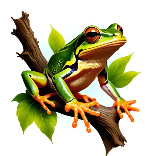 tree frog sitting on branch tattoo design idea