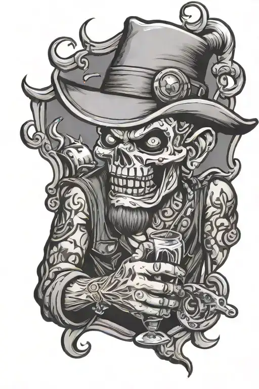 bad bonny with an uzzi in his hands tattoo design idea