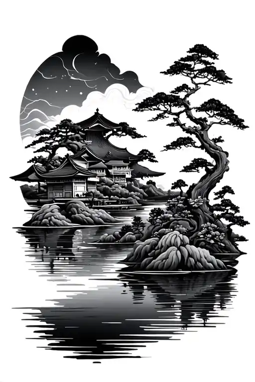 japanese scenery tattoo tattoo design idea