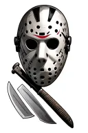Jason Voorhees mask and machete tattoo design idea