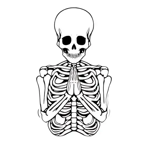 praying skeleton tattoo design idea