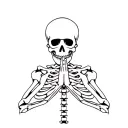 praying skeleton tattoo design idea
