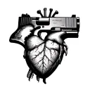 anatomical heart intertwined with glock 17 tattoo design idea