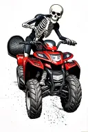 skeleton riding quad bike tattoo design idea
