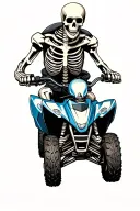 skeleton riding quad bike tattoo design idea