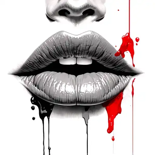 red lip print tattoo design idea