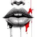 red lip print tattoo design idea