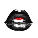 red lip print tattoo design idea