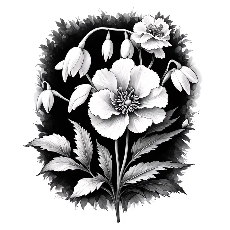 Carnation And Snowdrop tattoo design idea