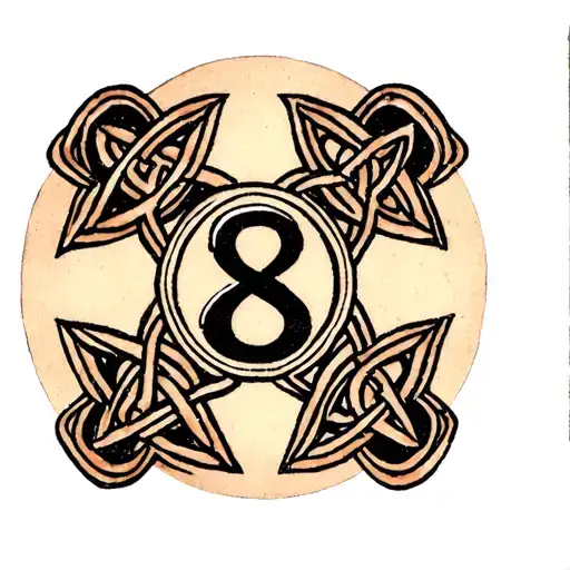 Celtic Maltese cross with the number 8 tattoo design idea