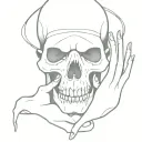 skull with both hands covering his mouth open looking tattoo design idea