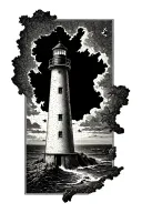 lighthouse coming out of a map tattoo design idea