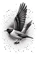 flying robin bird flying away tattoo design idea
