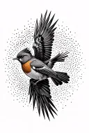 flying robin bird flying away tattoo design idea