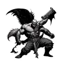 helluva boss battle scene tattoo design idea