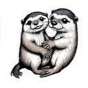 otters holding hands tattoo design idea