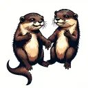 otters holding hands tattoo design idea