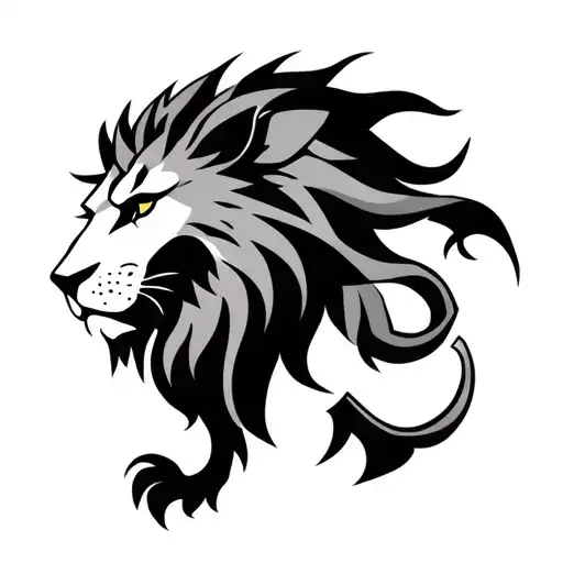 lion and viking style tattoo featuring tattoo design idea