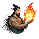 prometheus giving fire rising tattoo design idea