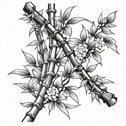 bamboo and cherry japanese patterns tattoo design idea