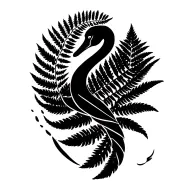 black swan with a new zealand fern as the tail wrapped tattoo design idea