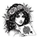 Gypsy holding a card tattoo design idea