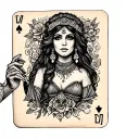 Gypsy holding a card tattoo design idea