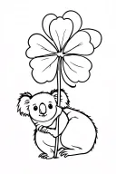 "A five -leaf clover with a great stem, in which a koala grabs the stem tenderly." tattoo design idea