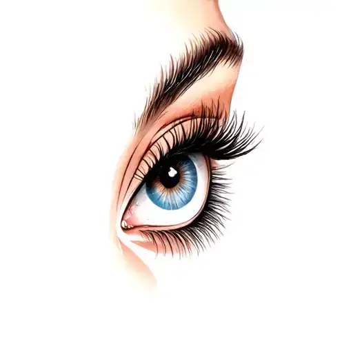 a woman's eyelashes tattoo design idea
