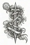 Either I will find a way or I will make one written on trident intertwined tattoo design idea