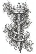 Either I will find a way or I will make one written on trident intertwined tattoo design idea