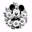 disney, mickey mouse, daisy flowers tattoo design idea