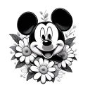 disney, mickey mouse, daisy flowers tattoo design idea