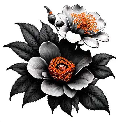 orange blossom and jasmine flower henna hint of orange color  tattoo design idea