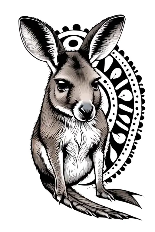 Kangaroo aboriginal art tattoo design idea