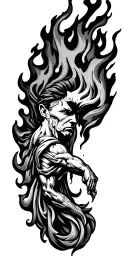Prometheus stealing fire Chicano style tattoo design idea