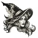 burning witch tattoo design idea