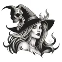 burning witch tattoo design idea