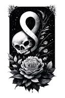 something to signify enduring many major traumas, health battles, surviving cancer in minimalist patchwork style tattoo design idea