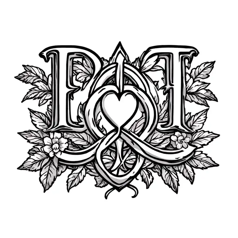 "D T" TRIQUETRA, UndensionMymbol, Herz, Fleur's Lis tattoo design idea