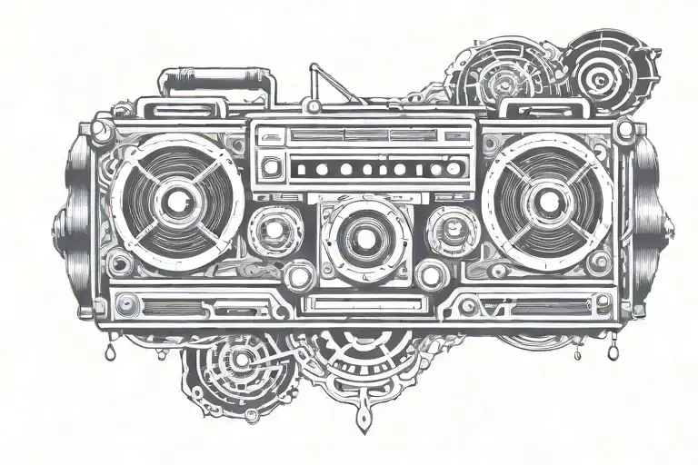 boombox surrounded tattoo design idea