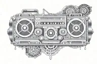 boombox surrounded tattoo design idea