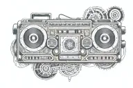 boombox surrounded tattoo design idea